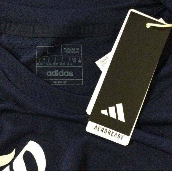 Adidas Womens Aeroready Rice Owls Club Tee T Shirt  Short Sleeve Stripe Sz L New - Picture 3 of 6